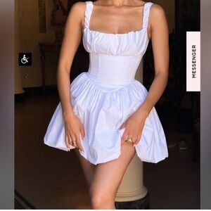 House of CB White Gathered Bust Puff Mini Dress- Le Puff